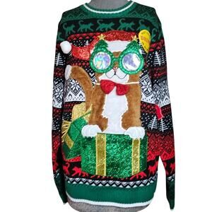 Holiday Christmas Cat Sweater Put a Drink in the Pouch New with Tags Medium